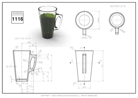 3D CAD EXERCISES 1116 - STUDYCADCAM Autocad 3d Modeling, 3d Cad Exercises, Autocad Training, Orthographic Projection, Orthographic Drawing, Solidworks Tutorial, 3d Geometry, Hard Surface Modeling, Mechanical Engineering Design