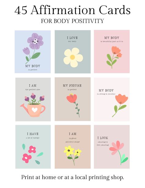 Body Positive Affirmation Cards, Digital Affirmation Cards, Affirmation Printables, Notebook Idea, Affirmation Cards Printable, Calm Corner, Composition Notebooks, Positive Affirmation Cards, Positive Art