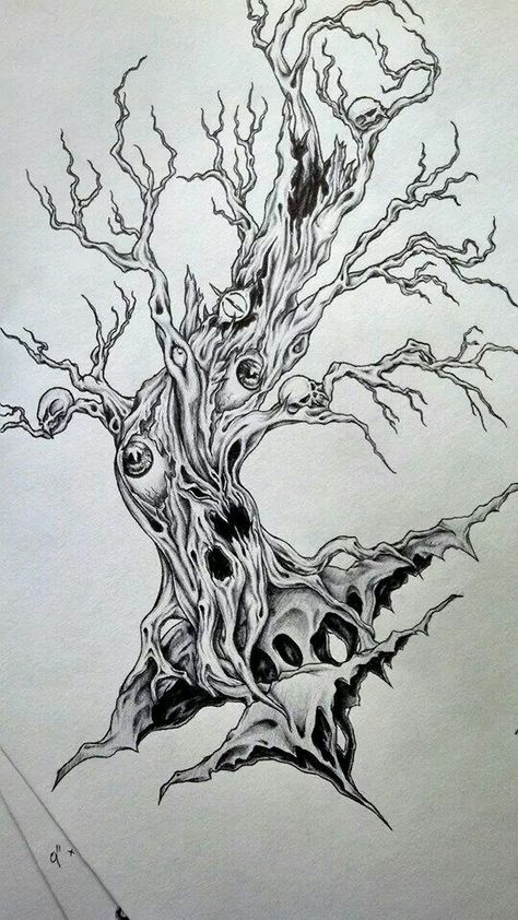 Eldritch Tattoo, Tree Tattoo Black, Beautiful Spine Tattoos, Tree Monster, Spine Tattoo Ideas, Animal Tattoo Ideas, Money Tattoo, Clock Tattoo Design, Tattoo Outline Drawing