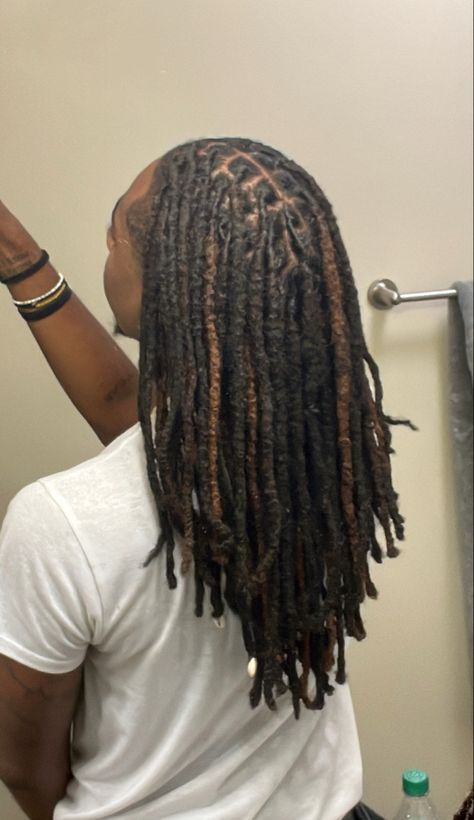 Black locs with highlights Locs With Highlights, Black Locs, Mens Dreadlock Styles, Dreadlocks Hair Care, Brown Dreads, Mens Twists Hairstyles, Boys Colored Hair, Hair Twists Black, Dread Hairstyles For Men