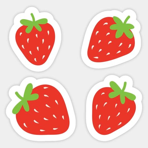 Strawberry Cake Sticker, Strawberry Design Illustration, Food Stickers Design, Strawberry Sticker Printable, Squish Mellow Stickers, Kawaii Strawberry Art, Strawberry Cute Drawing, Strawberry Sticker Aesthetic, Strawberry Drawing Cute