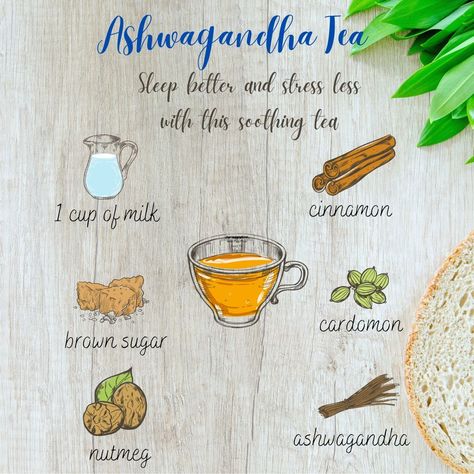 Ashwagandha tea | Happiest Health Ashwagandha Tea Benefits, Ashwagandha Recipes Herbal Teas, Ashwagandha Tea Recipe, Ashwagandha Powder Recipes, Tea For Stomach Ache, Ashwagandha Recipes, Ashwagandha Tea, Illness Remedies, Healing Tea Recipes