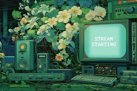 Stream Graphic Design, Green Twitch Overlay, Cute Twitch Banner, Twitch Banner Aesthetic, Twitch Streaming Setup, Desktop Themes, Page Layout Design, Streaming Setup, Pixel Art Tutorial