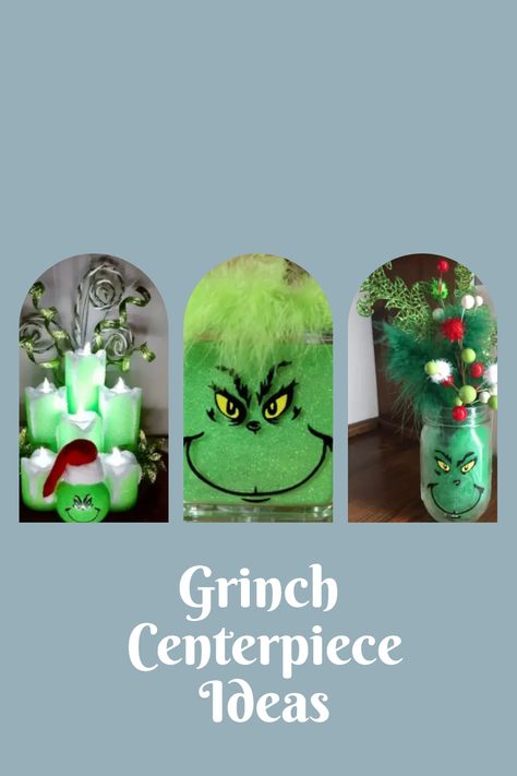 35+ Fun DIY Grinch Centerpiece Ideas for a Whimsical Christmas Grinch Christmas Table Decorations, How The Grinch Stole Christmas Decor, Grinch Table Setting, Grinch Table Decorations, Grinch Centerpiece Ideas, Christmas Party Centerpieces Diy, Grinch Centerpiece, Lighted Glass Blocks Diy, Max From The Grinch