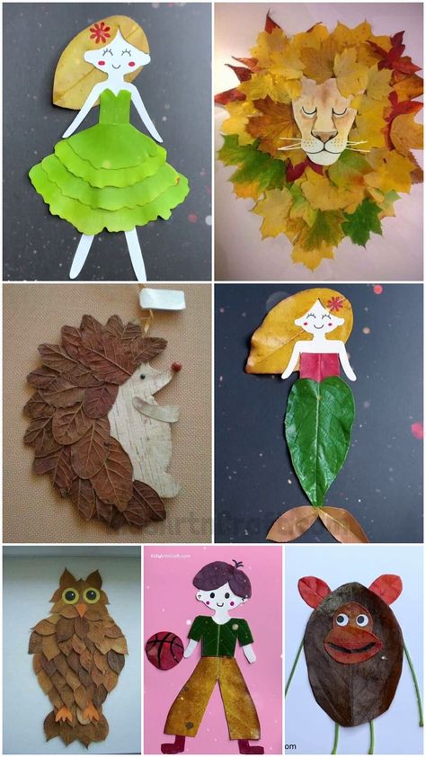 Easy to Make Fall Leaf Craft Ideas for Kids Check more at https://www.kidsartncraft.com/fall-leaf-craft-ideas-for-kids/ Owl Leaf Craft, Leaf People Craft, Leaf Turkey Craft For Kids, Leaf Person Craft, Leaf Pictures For Kids, Leaf Collage For Kids, Leaf Fairy Craft, Leaf Crafts Kids Preschool, Autumn Leaves Craft For Kids