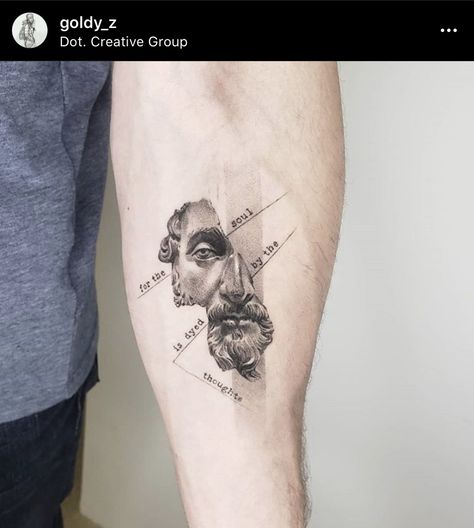 Marcus Aurelius Tattoo Quotes, Marcus Aurelius Tattoo, Stoic Tattoo, Philosophy Tattoos, Tattoo Artistic, Tattoo Inspiration Men, Mythology Tattoos, Greek Tattoos, Tatuaje A Color