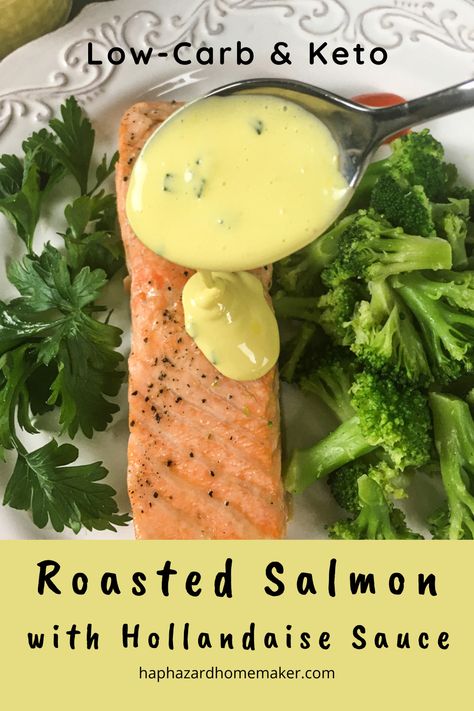 This dish is super fancy looking, yet super simple to make. It only takes about 20 minutes! #salmon #fishrecipe #keto #lowcarb #haphazardhomemaker Blender Hollandaise Sauce, Hollandaise Recipe, Blender Hollandaise, Salmon Meal Prep, Recipe For Hollandaise Sauce, Low Fodmap Diet Recipes, Sauce For Salmon, Fodmap Diet Recipes, Quick And Easy Meals