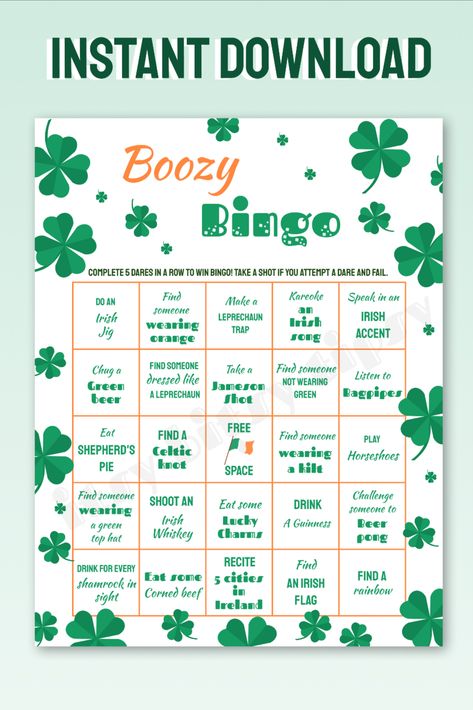 ☘️ A bingo game to bring on your St. Patty's Day pub crawl or liven up your party ☘️ Bar Crawl Games, Pub Crawl Games, Pub Crawl Themes, Bachelorette Pub Crawl Ideas, Leprechaun Party, Bar Crawl Bingo, Pub Crawl Bingo, St Patrick’s Day Trivia, Beer Shot