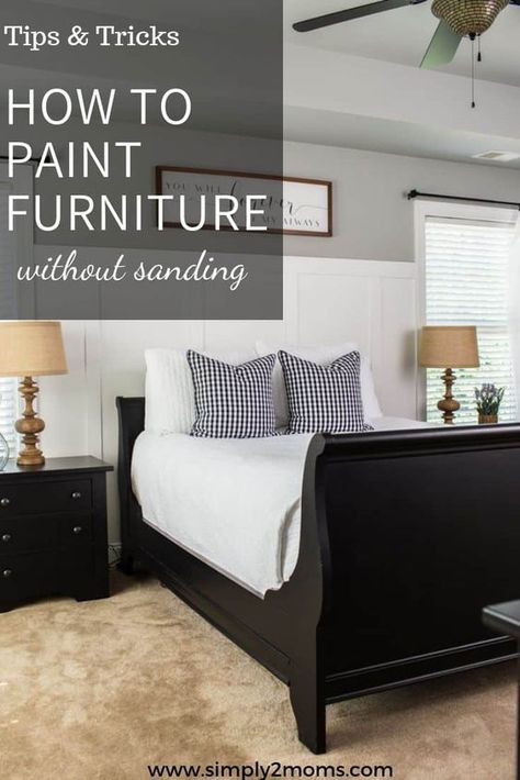 Paint Bedroom Furniture Black, Painted Black Bedroom Furniture, Painted Bedroom Sets, Bedroom Furniture Makeover Paint, Painting Bedroom Furniture Black, Bedroom With Painted Furniture, How To Paint Bedroom Furniture, Refinishing Bedroom Furniture Set, Black Painted Bedroom Furniture