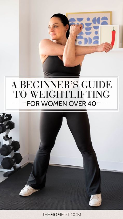 A beginner's guide to weightlifting, weightlifting for women over 40, a guide to lifting weights for women over 40, beginner weightlifting Beginner Weightlifting, Weightlifting For Women, Weight Lifting At Home, Weight Lifting For Women, Beginner Workouts For Women, Weight Lifting Plan, Weightlifting For Beginners, Weight Training For Beginners, Free Weight Workout