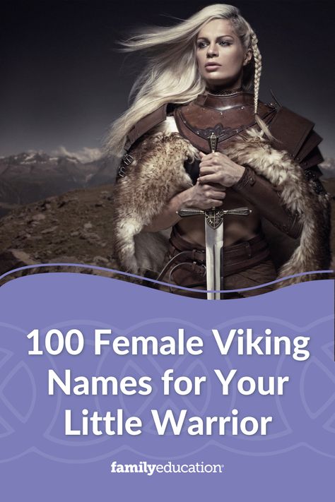 Search a list of female viking names inspired by some of the strongest female viking warriors in Norse history. Choose a Scandinavian name or Norse viking name for your baby girl. #babygirlnames Female Viking Names Warrior Women, Female Names That Mean Warrior, Viking Last Names, Norse Names Girl, Old Norse Names And Meanings, Viking Names Girl, Nordic Female Names, Celtic Names Female, Viking Names And Meanings