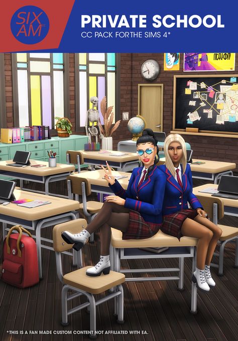 Announcement: Private School (CC Pack for The Sims 4) | SIXAM CC on Patreon Sims 4 Boarding School Cc, Sims 4 Highschool Years Mods, Sims 4 Cc Script Mods, Sims 4 Basketball Cc, Sims 4 College Cc, Sixam Cc, Sims 4 Pack, The Sims 4 Pack, Cc Skin