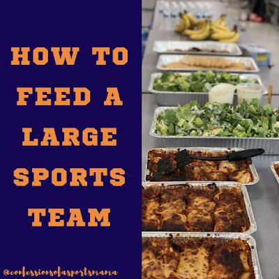 Confessions of a Sports Mama: Sports Mama Tip: 5 Tips For Feeding a Large Sports Team + 10 Team Approved Meal Ideas! Ideas For Feeding Large Groups, Soccer Tournament Tailgate, Team Dinner Menu Ideas, Meals For A Football Team, Wrestling Meet Food, Sports Team Pasta Dinner, Wrestling Hospitality Room Food, Feed A Football Team High Schools, Feeding A Football Team High Schools