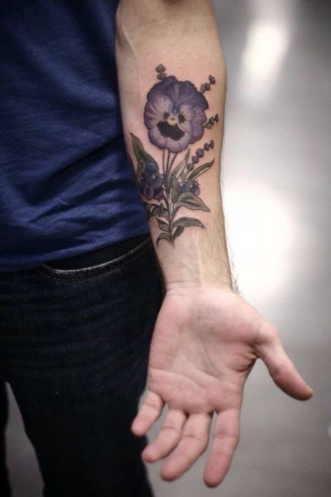 Lupin Tattoo, Best Flower Tattoos, Pansy Tattoo, Violet Flower Tattoos, Flower Of Life Tattoo, Violet Tattoo, Tattoo Sleeve Ideas, Floral Tattoo Sleeve, Birth Flower Tattoos