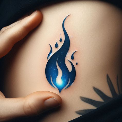 Dragon Flame Tattoo, Blue Flames Tattoo, Nighttime Tattoo, Blue Fire Tattoo, Blue Lightning Tattoo, Flame Tattoos Feminine, Blue Flame Tattoo, Fluorescent Tattoo, Fire Tattoos