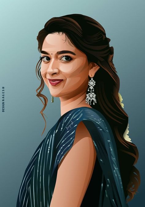 Portrait Painting Tutorial, Couple Illustration Wedding, Digital Portrait Illustration, Illustration Wedding, Keerthi Suresh, Keerthy Suresh, Digital Painting Portrait, Pop Art Drawing, Digital Sketch