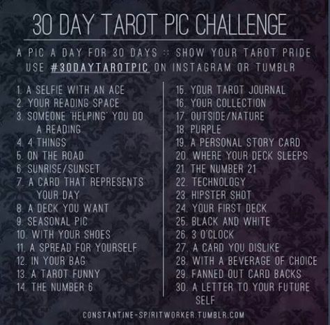 30 Day Tarot Pic Challenge .... Might have to do this!!!! Tarot Cards For Beginners, Learning Tarot Cards, Tarot Guide, Tarot Card Spreads, Tarot Tips, Tarot Astrology, Tarot Learning, Tarot Card Meanings, Tarot Art