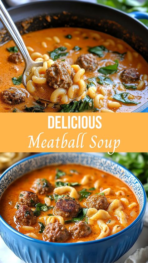 Delicious Meatball Soup Turkey Meatball Vegetable Soup, Meatball Soups And Stews, Instant Pot Meatball Soup, Slow Cooker Meatball Soup, Meatball Soup Healthy, Meatball Soup Crockpot, Soup Ground Beef, Meatball Tortellini Soup, Soup With Meatballs