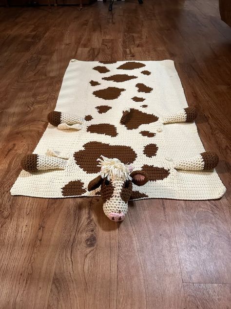 Cow Cuddle Blanket - Etsy Cow Afghan Pattern, Crochet Cow Baby Blanket, Cow Blanket Crochet Pattern Free, Crochet Cow Blanket Pattern, Crochet Cow Blanket, Snuggie Blanket, Cow Blanket, Cuddle Blanket, Crocheted Items