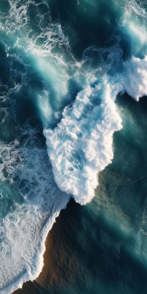 Aerial view of ocean waves, in the style of  National Geographic Water Art Photography, Nature Art Photography, Rushing Water, Ocean Surface, Waves Crashing, Wave Photography, Waves Aesthetic, Ocean Waves Photography, Ocean Horizon