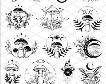 Flash Art Tattoos, Sheet Art, Kunst Tattoos, Mushroom Tattoos, Muster Tattoos, Desenho Tattoo, Tattoo Art Drawings, Tattoo Flash Art, Mushroom Art