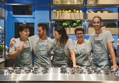 Piccolina Gelateria. Photo by Broadsheet. Uniforms by Cargo Crew Ice Cream Shop Uniform, Ice Cream Uniform, Cafe Uniform, Ice Shop, Cafe Apron, Ice Cream Business, Employee Uniform, Gelato Shop, Staff Uniforms