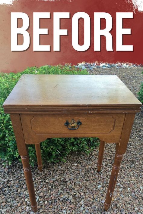 Repurposed Sewing Table Repurposed Sewing Table, Old Sewing Machine Table Ideas, Sewing Machine Table Repurposed, Sewing Machine Table Ideas, Sewing Table Makeover, Old Sewing Machine Table, Small Entry Tables, Old Sewing Tables, Sewing Table Repurpose