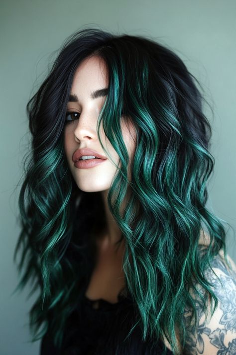 Discover a remarkable way to showcase your uniqueness with green ombre hair. This fun and trendy style captivates attention with its vibrant green tips gradually transitioning into a lighter shade, often melting into a soft blonde near the roots. Ideal for short hairstyles, this color fusion offers a fresh and striking vibe that instantly elevates your look. Achieve the desired bold effect by opting for high-quality dye to guarantee seamless blending and long-lasting vividness. Emerald Green Hair With Black, Teal Hair Balayage, Balayage Fashion Colors, Hair Fun Colors, Hair Color For Short Hair Morena, Fun Ombre Hair Color, Emerald Ombre Hair, Blue Hair With Green Tips, Balayage Hair Vivids