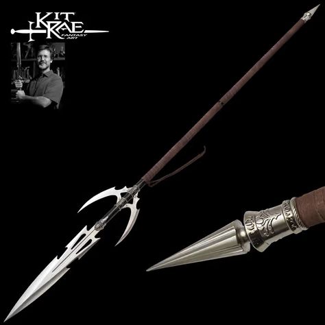 Crafted by master fantasy weapon designer, Kit Rae, the Allaxdrow is the mate of the Ellexdrow spear Chinese Spear, Spear Design, Arms Reference, Fantasy Swords, Apocalypse Survival Gear, Bo Staff, Warrior Outfit, Dnd Dragons, Fancy Watches