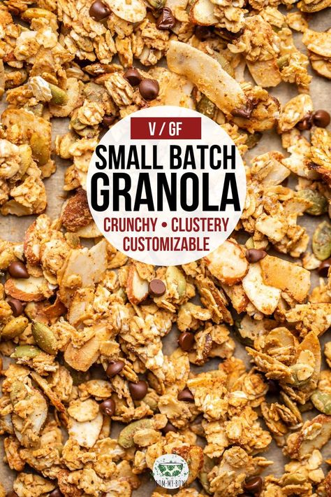 This small batch granola is perfect for a quick breakfast or snack! Made from healthy and customizable ingredients and can even be baked in toaster oven. #granola #smallbatch #vegangranola #healthygranola #glutenfree | frommybowl.com Wfpb Granola, Soft Baked Granola, Quick Granola, Small Batch Granola, Oats Snack, Yogurt Toppings, Granola Recipe Healthy, Vegan Granola, Granola Recipe Homemade