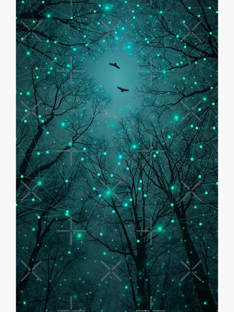 "Silently, One by One, the Stars Blossomed" Sticker by soaringanchor | Redbubble Anchor Designs, Turquoise Aesthetic, Deco Nature, Anchor Design, Blossoms Art, Shades Of Teal, Geometric Star, Aqua Turquoise, Arte Fantasy