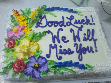 Good Luck Cake Designs, Good Luck Cake Ideas, Good Luck Cake, Cake Butter Cream, Wilton Decorating Tips, Farewell Cake, Fresh Flower Cake, Cake Decoration Ideas, Creative Cake Decorating