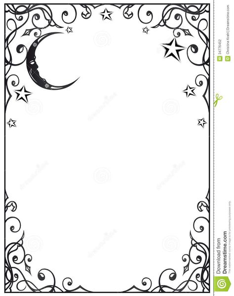 Moon, stars stock vector. Illustration of modern, painting - 34776452 Moon And Stars Illustration, Popsicle Stick Coasters, Wood Burning Ideas, Stars Illustration, Page Frames, Filigree Frame, Writing Paper Printable, Book Of Shadow, Page Borders