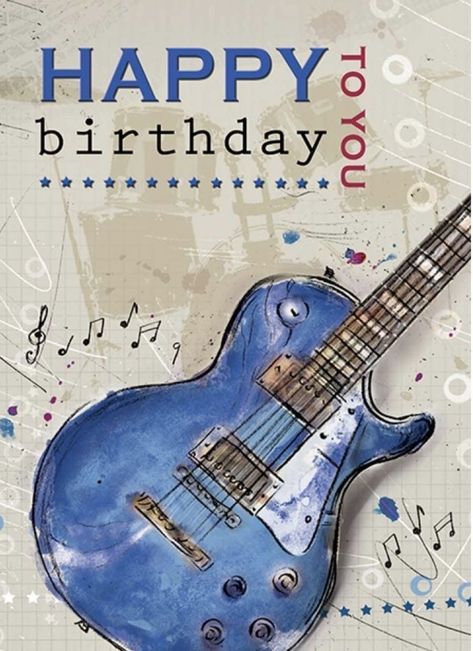 Happy Birthday Surfer, Happy Birthday Guitar, Modern Birthday Card, Guitar Birthday, Guitar Sketch, Happy Birthday Music, Happy Birthday Illustration, Happy Birthday Wishes Messages, Happy Birthday Man