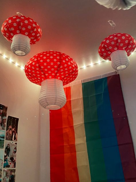 Rainbow Accessories, Easy Room Decor, Pink Mushroom, Rainbow Flag, Bedroom Aesthetic, Dorm Room Decor, Dorm Room, Stuffed Mushrooms, Birthday Gifts