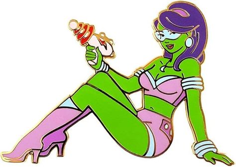 Amazon.com: Pinsanity Retro Sci-Fi Alien Pin Up Girl Enamel Lapel Pin : Clothing, Shoes & Jewelry Pin Up Alien, Retro Alien, Alien Pin, Sci Fi Alien, Travel Map Pins, Retro Sci Fi, Custom Lanyards, Alien Tattoo, Alien Girl