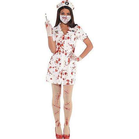 Adult Bloody Nurse Costume Accessory Kit Occupation Costumes, Halloween Halloween Costumes, Hat And Dress, Nurse Halloween Costume, Spooky Halloween Costumes, Doctor Costume, Nurse Costume, Halloween Costume Shop, Nurse Hat