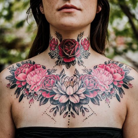 A chest neck tattoo is more than just body art; it serves as a powerful form of self-expression. Many people choose this area for their tattoos because it is highly visible and can convey significant personal meanings. Whether you prefer intricate designs or bold statements, there are countless options to explore. Let’s dive into the world of chest neck tattoos and discover some amazing ideas! Wings Chest Tattoo Female, Chest Neck Tattoo Female, Feminine Chest Tattoo, Chest Neck Tattoo, Neck Tattoo Ideas, Chest Tattoo Female, Neck Tattoos Women, Tattoo Female, Bold Statements