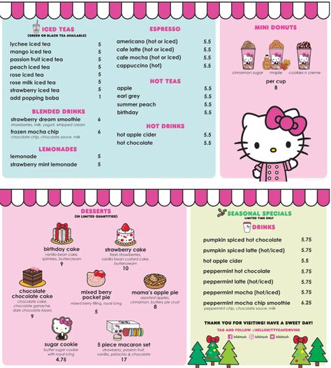 Hello Kitty Food Truck, Lychee Iced Tea, Mango Iced Tea, Maple Cookies, Homemade Cookbook, Peach Ice Tea, Café Mocha, Hello Kitty Makeup, Tea Cafe