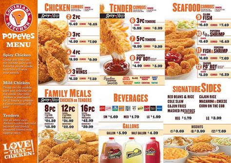 Fried Chicken Menu Design Ideas, Popeyes Menu, Menu Engineering, Popeyes Louisiana Kitchen, Bahamas Nassau, Food Franchise, Street Food Design, Food Doctor, Louisiana Kitchen