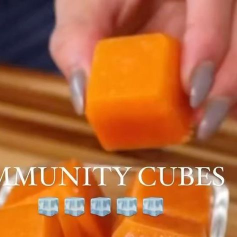 by Hyaluxe™️ on Instagram: "Credit: @kalejunkie ANTI-INFLAMMATORY IMMUNITY CUBES! 🧊 My immunity cubes are back again this year and they are so easy to make. They are packed with anti-inflammatory ingredients that support a healthy immune system to keep you healthy. The best part? As long as you wash the produce well, you don’t even need to peel the produce. Just toss it in the blender, blend, and transfer to an ice cube tray. Note—you can strain the mixture before transferring to the ice cube tray, but I don’t. It’s personal preference.⁣ ⁣ Recipe is here in caption but if you want me to DM it to you, comment RECIPE below in the comments and I will send it to you now also.⁣ ⁣ 3 ways to enjoy them:⁣ 1. Pour WARM water on top of 3-4 cubes and drink.⁣ 2. Let a few cubes come to room temp and Immunity Cube Recipe, Turmeric Ginger Ice Cubes, Immunity Ice Cubes, Frozen Immunity Cubes, Diy Immunity Tea, Fruit And Herb Ice Cubes, Immunity Drink, Tea Blends Recipes, Low Calorie Cooking