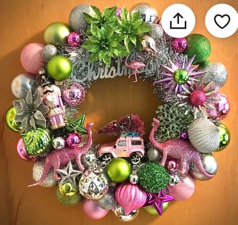 Colorful Christmas Decorations, Vintage Pink Christmas, Fall Decor Wreaths, Kitsch Christmas, Christmas Props, Rainbows Christmas, Happy Merry Christmas, Merry Bright Christmas, Pink Ornament