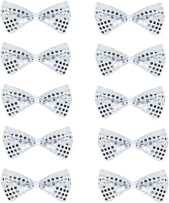 SeasonsTrading Pack of 10 Silver Sequin Bow Ties - Fun Costume Party Accessory Sequin Bow Tie, Dance Stage, Sequin Bow, Stage Performance, Party Halloween, Silver Sequin, Cool Costumes, Party Accessories, Bow Ties