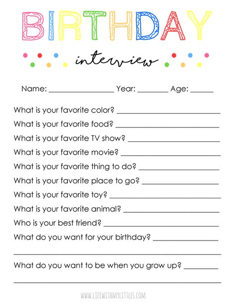 birthday-interview-printable.pdf - Google Drive Birthday Interview Printable, Preschool Birthday, Birthday Interview, Prek Ideas, Birthday Bulletin Boards, Birthday Things, Happy Birthday Printable, Birthday Traditions, Birthday Activities