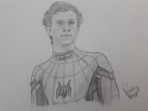 My drawing of Tom Holland's Spiderman from Spiderman: Homecoming Spiderman Homecoming Drawing, Tom Holland Spider Man, Spiderman Tom Holland, Spiderman Tom, Spiderman Sketches, Holland Art, Spiderman Drawing, Spiderman Art Sketch, Prismacolor Art