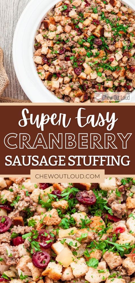 Cranberry Stuffing Recipes Thanksgiving, Cranberry Sausage Stuffing, Sausage Stuffing Recipe Thanksgiving, Sausage Stuffing Thanksgiving, Cranberry Sausage, Cranberry Stuffing, Easy Stuffing Recipe, Sausage Stuffing Recipe, Dressing Recipes Thanksgiving