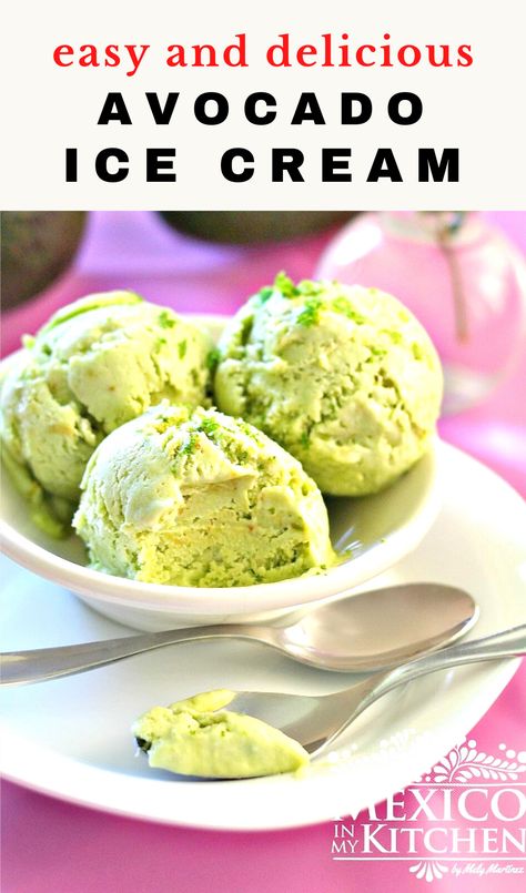 Avacado Ice Cream, Avocado Ice Cream Recipe, Avocado Ice Cream, Ice Cream Mixture, Avocado Recipes, Mexican Food Recipes Authentic, Mexican Recipes, Mexican Dishes, Frappe