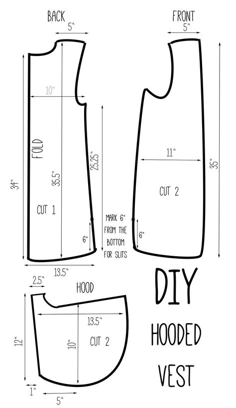 Vest Pattern Sewing Diy Hooded Vest Drafting Pinterest Sewing Sewing Projects I Vest Pattern Sewing, Diy Vest, Vest Pattern Free, Vest Sewing Pattern, Sew Ins, Costura Diy, Jacket Pattern Sewing, Beginner Sewing, Hooded Vest