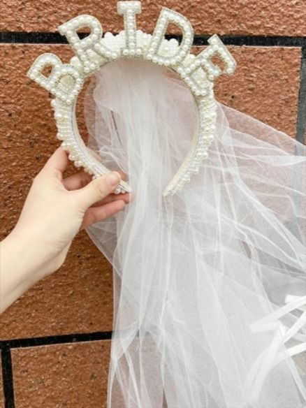 Bride Crown Bachelorette, Bride Headband Bachelorette, Bachelorette Headband, Bachelorette Party Headband, Fingertip Length Wedding Veil, Bride To Be Decorations, Crown Bride, Bride Head, Pearl Crown