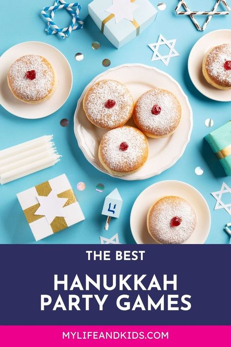 Whether you're hosting a Hanukkah party at home or looking for a new and fun way to celebrate the season, I have you covered with these Hanukkah Party games for kids and adults. I've even included a few Minute to Win It games. Perfect for preschoolers, elementary school kids and even tweens, teens and adults. Hannukah Party Games, Hanukkah Games For Adults, Hanukkah Games For Kids, Hanukkah Party Games, Chanukah Games, Hanukkah Games, Hannukah Party, Hanukkah Game, Hanukkah For Kids